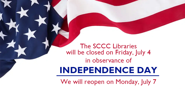 The campus libraries will be closed July 4th in honor of Independence Day.  We will reopen July 7th.