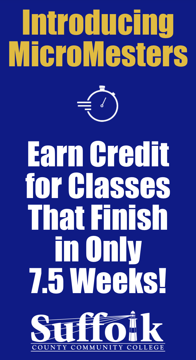 Text that reads: Earn Credit for Classes the Finish in only 7.5 weeks.